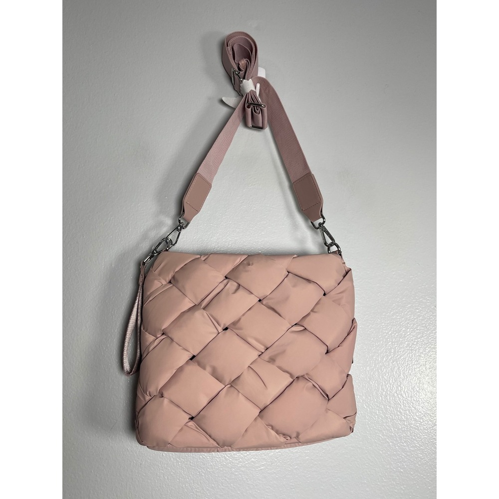 DANSKIN Jules XL Woven Crossbody Bag Blush Pink NEW Puffy Quilted Casual Travel